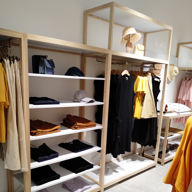 Clothing specialty store shelves