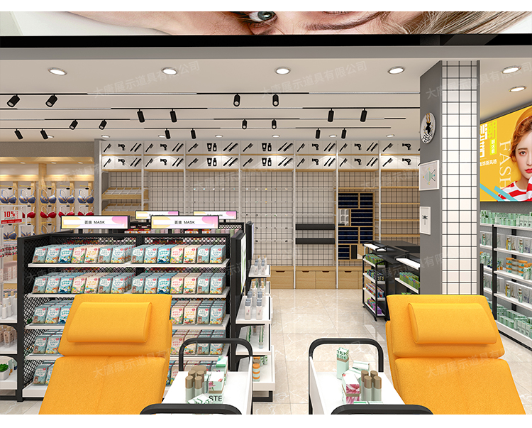 美妆店货架，化妆品货架，面膜陈列架，大唐展示货架，精品店货架