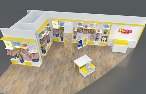 What are the types of commonly used shelves in mother and baby stores?