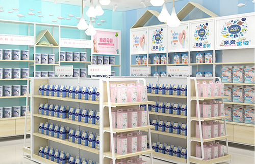 How to arrange displays in different areas of the maternity and baby store