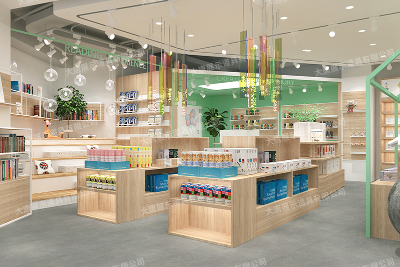 文具店货架，文具货架， 文具店道具，文具中岛柜， 文具店货架靠墙，大唐展示货架