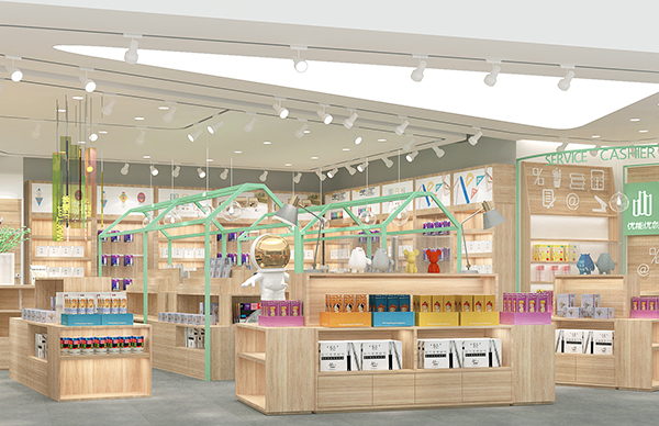 How about displaying and arranging shelves in a stationery store?